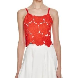 Alice+Olivia Alanis Res Lace Zip-Up Crop Tank 2268